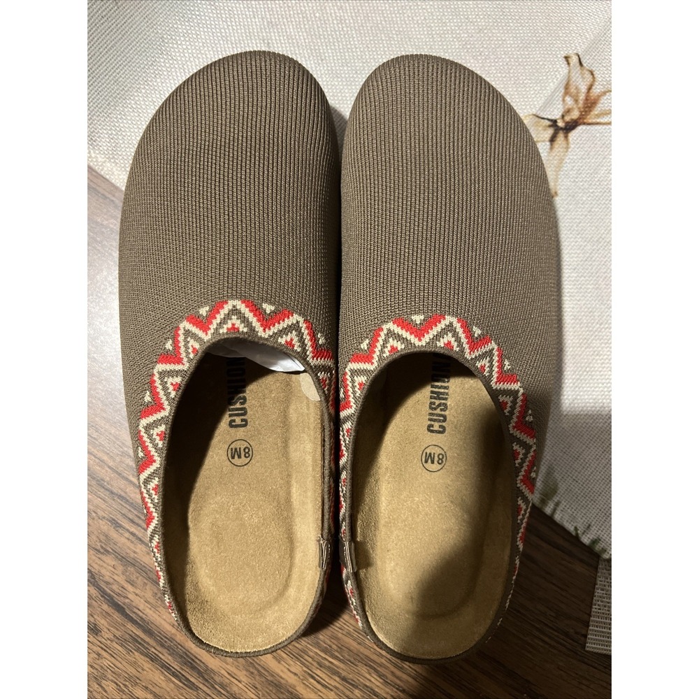 New Cushionaire Swiss Knit Molded Footbed Cork Clog Brown Womens Size 8W